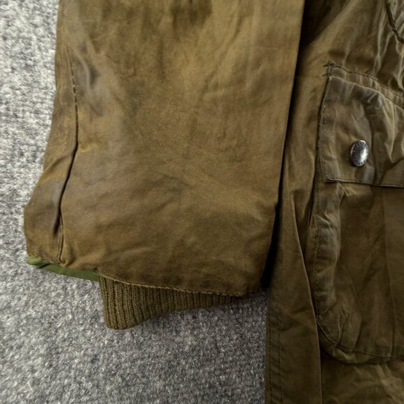 Barbour Bedale A100 Green Size 36 Waxed Jacket Men Outdoors Snap Zip Hunting - Picture 9 of 16